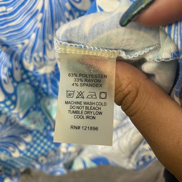 Title Nine Dress Small Blue Floral Printed Cowl Neck Performance Mini - Picture 8 of 10